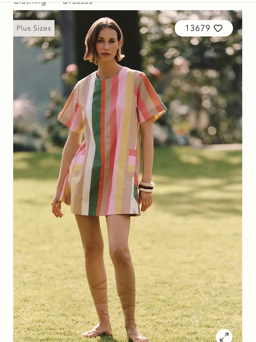 Anthropologie Maeve Pink and Green Striped Swing Top - Picture 6 of 9